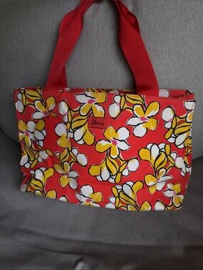 Dara Floral Canvas Tote in Red and Yellow